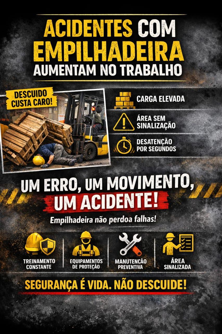 Empilhadeiras exigem atenção permanente e cumprimento rigoroso das normas de segurança