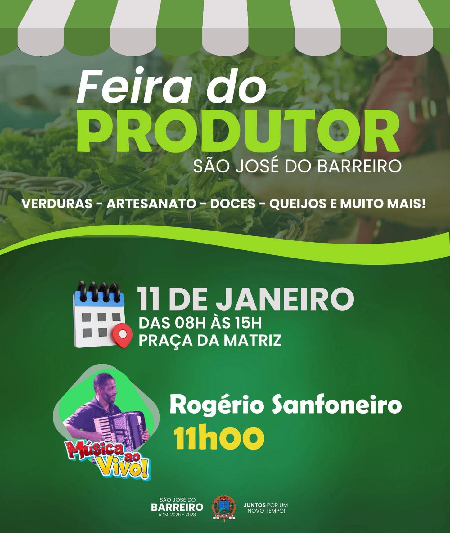 Feira do Produtor acontece neste domingo em São José do Barreiro